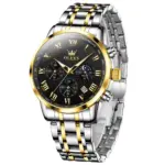 Olevs 5529 Watch For Men - Silver Gold Black - Image 2