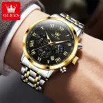 Olevs 5529 Watch For Men - Silver Gold Black - Image 3