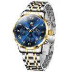 Olevs 5529 Watch For Men - Silver Gold Blue - Image 3