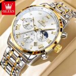 Olevs 5529 Watch For Men - Silver Gold White