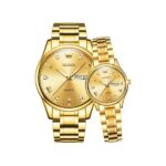 Olevs 5563 Couple Wrist Watch-Golden - Image 2