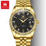 Olevs 5680 Watch  For Men - Gold Black