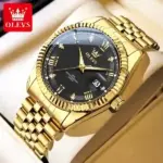 Olevs 5680 Watch  For Men - Gold Black - Image 2
