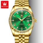 Olevs 5680 Watch  For Men - Gold Green