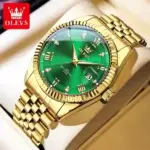 Olevs 5680 Watch  For Men - Gold Green - Image 2
