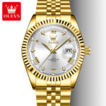 Olevs 5680 Watch  For Men - Gold White