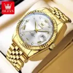 Olevs 5680 Watch  For Men - Gold White - Image 2