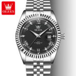 Olevs 5680 Watch  For Men - Silver Black