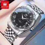 Olevs 5680 Watch  For Men - Silver Black - Image 2