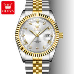 Olevs 5680 Watch  For Men - Silver Gold