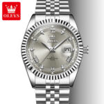 Olevs 5680 Watch  For Men - Silver Gray