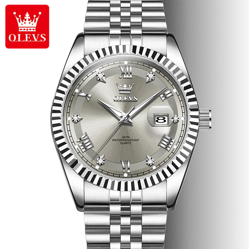 Olevs-5580-Watch-For-Men-Silver-Gray.jpg Olevs 5680 Watch For Men - Silver Gray - Image 1