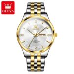 Olevs 5598 Watch For Men - Silver Gold