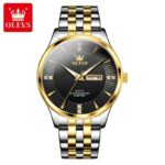 Olevs 5598 Watch For Men - Silver Gold Black