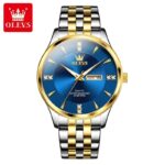 Olevs 5598 Watch For Men - Silver Gold Blue