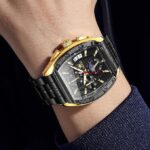Olevs 5639 Cornograph Watch For Men - Black Gold - Image 2