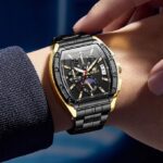 Olevs 5639 Cornograph Watch For Men - Black Gold - Image 3