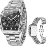 Olevs 5639 Cornograph Watch For Men - Silver Black