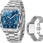 Olevs 5639 Cornograph Watch For Men - Silver & Blue