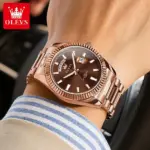 Olevs 5650 Watch For Men - Rose Brown - Image 2