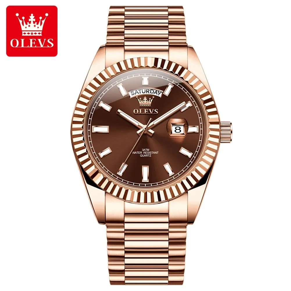 Olevs-5650-Watch-For-Men-Rose-Brown.webp Olevs 5650 Watch For Men - Rose Brown - Image 1