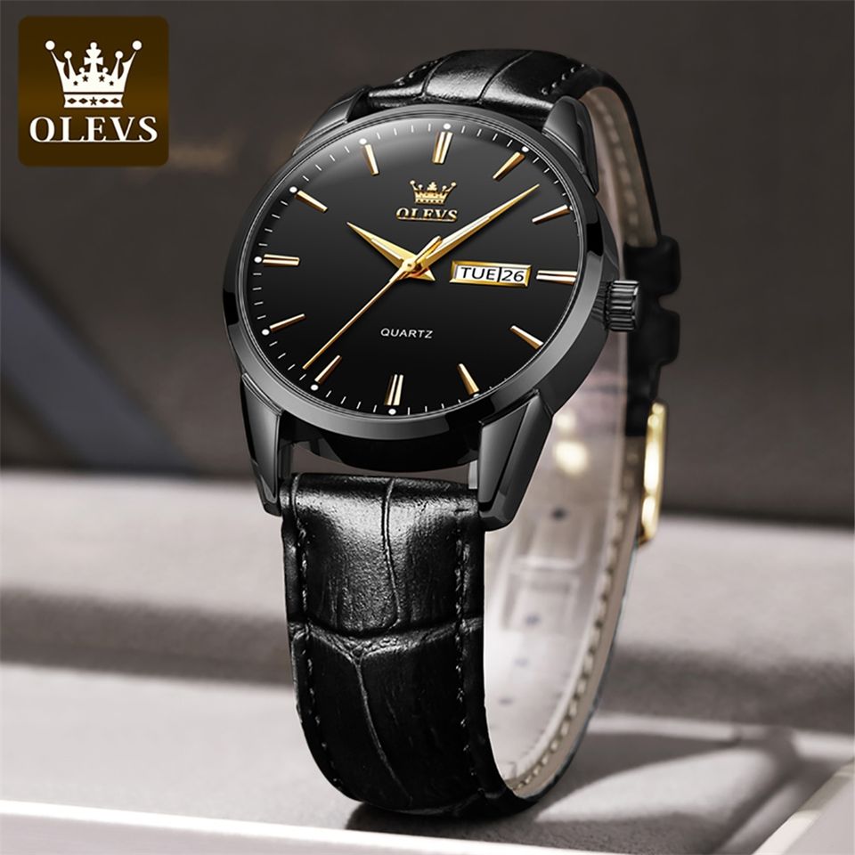 Olevs-6898-L-–-Black.jpg Olevs 6898 Watch For Men – Black - Image 1