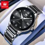 Olevs 7114 Watch For Men - Silver Black - Image 3