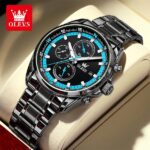 Olevs 713 Cornograph Watch For Men - Black Blue