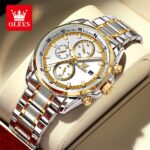 Olevs 713 Cornograph Watch For Men - Silver Gold White