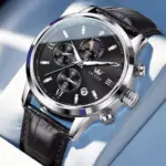 Olevs 9812 Watch For Men - Silver Black - Image 2