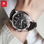 Olevs 9812 Watch For Men - Silver Black - Image 4
