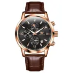 Olevs 9812 Watch For Men - Brown Black Rose