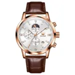 Olevs 9812 Watch For Men - Brown Rose White