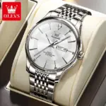 Olevs 9908 Chain Watch For Men - Full Silver - Image 2