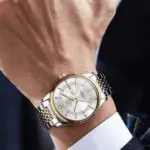 Olevs 9908 Chain Watch For Men - Silver Gold - Image 3