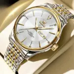 Olevs 9908 Chain Watch For Men - Silver Gold - Image 5