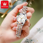 OLEVS 9931 Original For Women Watch- Golden Silver White