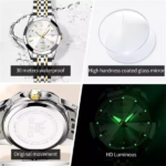 OLEVS 9931 Original For Women Watch- Golden Silver White - Image 2