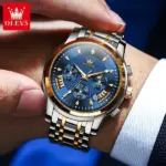 OLEVS 2892 Chronograph Mens Watch - Golden Blue - Image 3