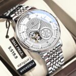 POEDAGAR 1416 Automatic Mechanical Stainless Steel Men’s Watch – Full Silver
