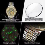 POEDAGAR 1416 Automatic Mechanical Stainless Steel Men’s Watch – Gold Grey - Image 3