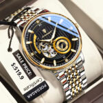 POEDAGAR 1416 Automatic Mechanical Stainless Steel Men’s Watch – Gold Black