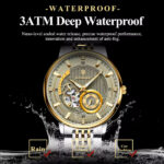 POEDAGAR 1416 Automatic Mechanical Stainless Steel Men’s Watch – Gold Grey - Image 2