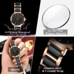 POEDAGAR 505 Luxury Quality Women’s Quartz Watch – Rose Gold Black - Image 3
