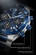 POEDAGAR 697 Men’s Chronograph Watch - Silver Blue - Image 2