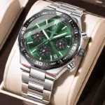 POEDAGAR 697 Men’s Chronograph Watch - Silver Green - Image 2