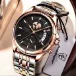 Poedagar 802 Watch for Men - Silver Black