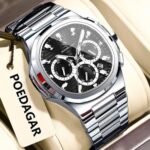 POEDAGAR 834 Watch For Men - Silver Black
