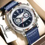 Poedagar 838  Leather Strap Watch for Men - Blue - Image 2