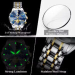 POEDAGAR 938 Watch For Men - Silver Gold Blue - Image 2
